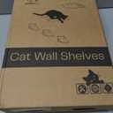 Space-Saving Cat Wall Shelves Interactive Cat Wall Climber with Hammock & Dog Proof Feeding Station for Small & Medium Indoor Breeds Solid Walnut Wood with Beige Carpet