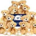 12 Pcs Teddy Bears Bulk Baby Shower, 13.7 inch Small Teddy Bear Stuffed Animal Toys for Christmas Valentine's Mother's Day Centerpieces Decorations for Kids Adults, Light Brown