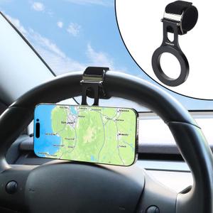 Magnetic Phone Holder for Car, Steering Wheel Phone Holder Strong Magnet, for MagSafe, Adjustable Strap Compatible with Gym Equipment, Stroller, Shopping Cart, All Phone(Magnetic Ring Included) (Black)