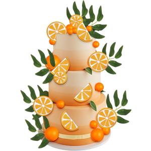 22 Pcs little cutie cupcake toppers Orange Cake Decorations Polymer Clay Orange Balls Leaf Cake Toppers for Little Cutie Baby Shower Tangerine Clementine Fruit Themed Birthday Party Favor Supplies