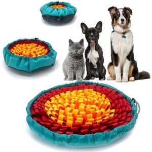 Dog Snuffle-Mat Slow-Feeder-Bowl - Simulating Grassland for Boredom, Encourages Natural Foraging Skills for Pet, Treat Indoor Outdoor Stress ReliefTricolor