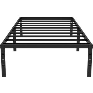 Twin Bed Frames 18 Inch High Metal Platform, Max 2000lbs Heavy Duty Metal Slat Support Twin Size Bed Frame, Underbed Storage, Easy Assembly, No Box Spring Needed, Black