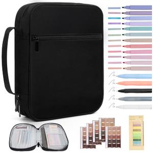 Bible Cover Bible Case for Men Canvas Carrying Cases Book Protector Case Bible Bag with Durable Handle Study Supplies Accessories Christian Gifts (Black, Large)