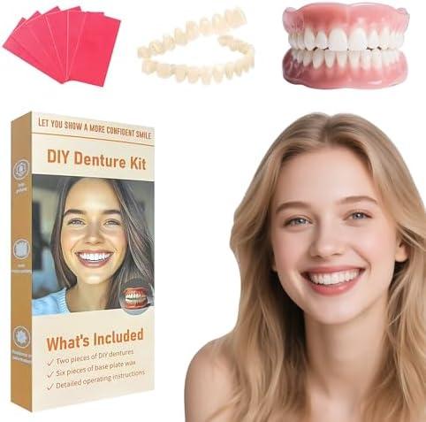 Denture Do it Yourself Full Set of Top and Bottom Fake Teeth to Create Your Perfect Smile at Home-AAZ1020