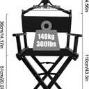 Lorvain Folable Makeup Artist Stool, Portable Tall Folding Director's Chair, Aluminum Makeup Chair with Head Rest for Studio Salon Vanity, Bar Height - Black, 20.48d X 8.66w X 37.6h in