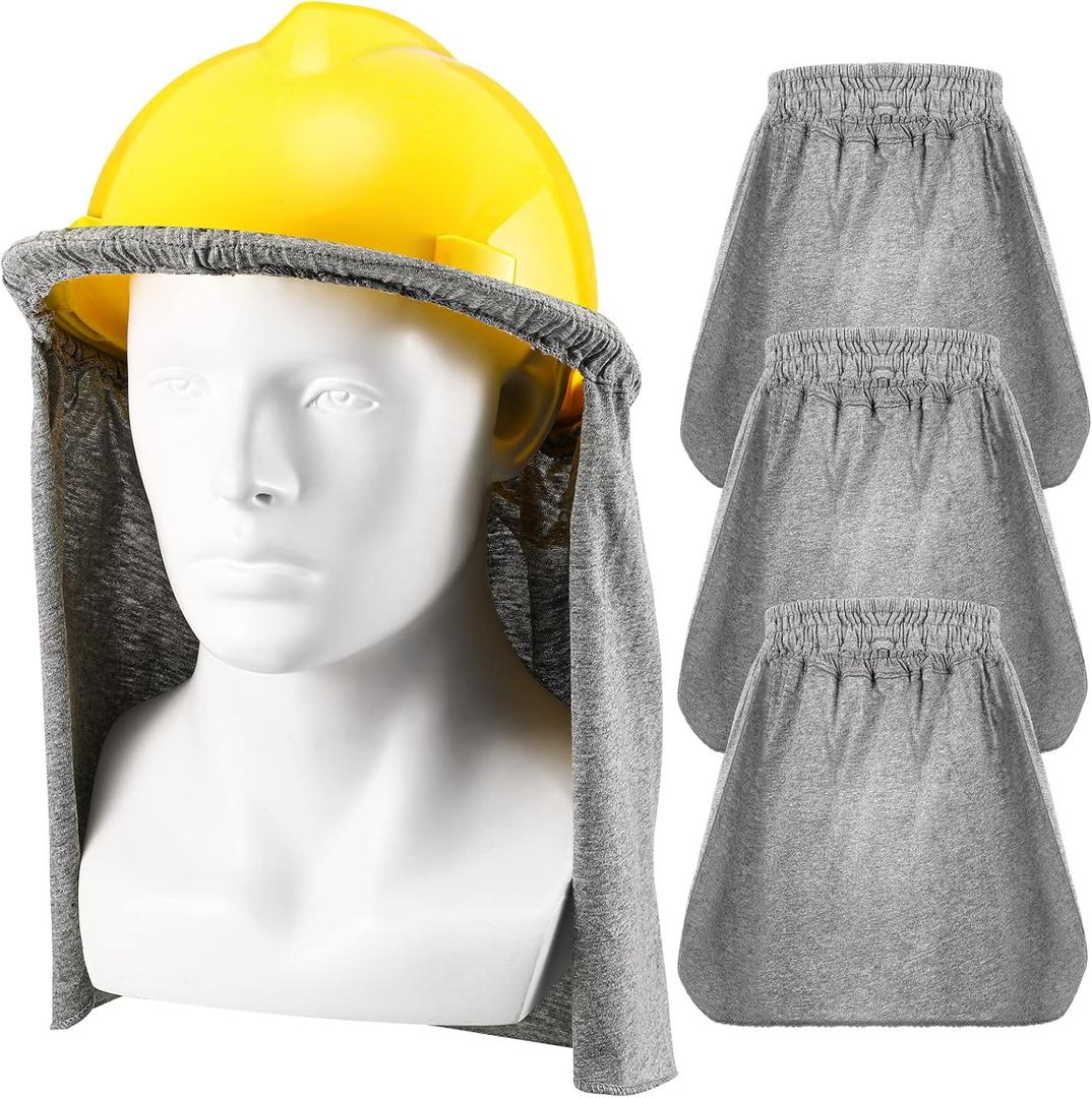 Pasimy 4-Pack FR Hard Hat Liner Cooling Flame Resistant Hard Hat Pad Neck Shade Sun Visor Full Brim Safety Sun Cover for Men Women Construction Welding, Light Gray