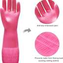 Bamllum 3 Pairs of Rubber Dishwashing Gloves for Kitchen and Household Cleaning  Long Cuff 15", Reusable, Flexible Long-lasting and Non-Slip (Red+Yellow+Green, Large)