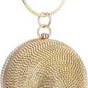 CORIOS Women's Round Ball Crystal Clutch Purse Rhinestones Evening Handbag Sparkly Sequin Glitter Shoulder Bag Bridal Wedding Purse Crossbody Bag for Wedding Banquet Prom Cocktail Party Gold
