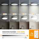 Dimmable LED Flush Mount Close to Ceiling Light Fixture,Living Room Lighting Fixtures,Modern Large Interior Round White Ceiling Lamps for Kitchen Master Bedroom,5CCT 2700K-6000K,15.74 Inch