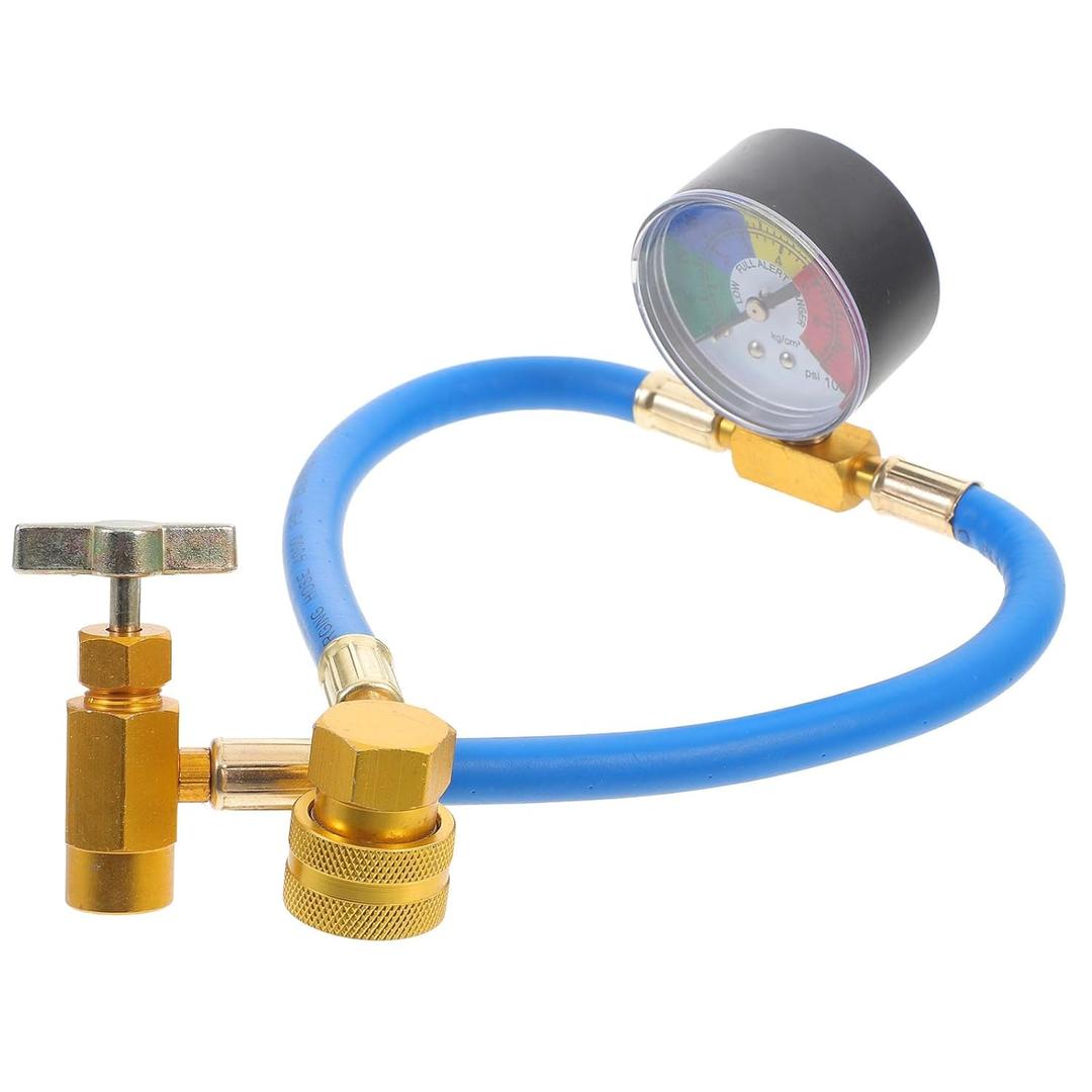 Charge Hose with Gauge, Air Conditioning Recharge Hose with 1/2 Can Tap Dispensing Valve Fit for Car