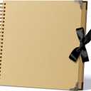 Scrapbook Photo Album 12"x12" 50-Sheet 100 Pages Kraft Paper Ribbon Closure