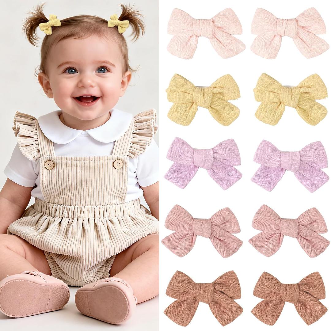 CLLOT Baby Bows for Girls,Fully Lined 2 Inches Pinky Hair Bows Ponytail Pigtail Bows with Alligator Clips Hair Accessories for Toddlers Infants Kids
