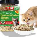 Just Try 16 OZ Cat Grass Jerky Treats for Indoor Cats Natural Chicken Healthy Cat Snacks Training Biscuits Hairball Control & Digestive Aid for Cats (EXP 10/09/26)
