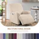 KinCam Recliner Covers, Stretch Reclining Chair Covers, Recliner Sofa Slipcovers Stripe Jacquard Recliner Couch Covers Furniture Protector Covers for Pet Kid (1 Seater, Vanilla)