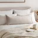 MIULEE Decorative Throw Pillow Covers Neutral Linen Fringe Throw Pillows Set of 1 Natural Beige Boho Farmhouse Cushion Covers for Couch Sofa Bed Living Room Spring Home Decor 14x36 Inch