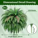 2PCS 48"/128Leaves Artificial Boston Fern Bush, Large Artificial Ferns for Outdoors Look Real Fake Ferns, UV Resistant Faux Outdoor Plants, Faux Fern Vines for Home and Office Decor