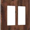 Rustic Brown Wood Grain Vintage Light Switch Cover 2 Gang Double Rocker Wall Plate Decorative Electrical Switchplate Faceplate for Bathroom Kitchen Bedroom Decor 4.6 * 4.5 In