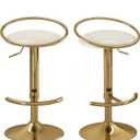 Mritwaii Bar Stools Set of 2, Adjustable Swivel Counter Height Barstools with Upholstered Seat, PU Leather Counter Stools for Bar, Kitchen Island, Dining Room, Gold