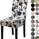 Stretchy Parson Chair Slipcovers for Dining Room Chair seat Covers Chair Protectors for Party Pet Protection Universal Fit Soft Polyester (Set of 4, Dark Flowers II)