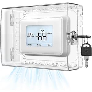 Large Thermostat Lock Box Cover with Key, Clear Thermostat Cover with Lock Compatible With Honeywell Home Thermostat On Wall, AC Lock Box Cover with Key Fits Thermostats 5"H x 6" W or Smaller