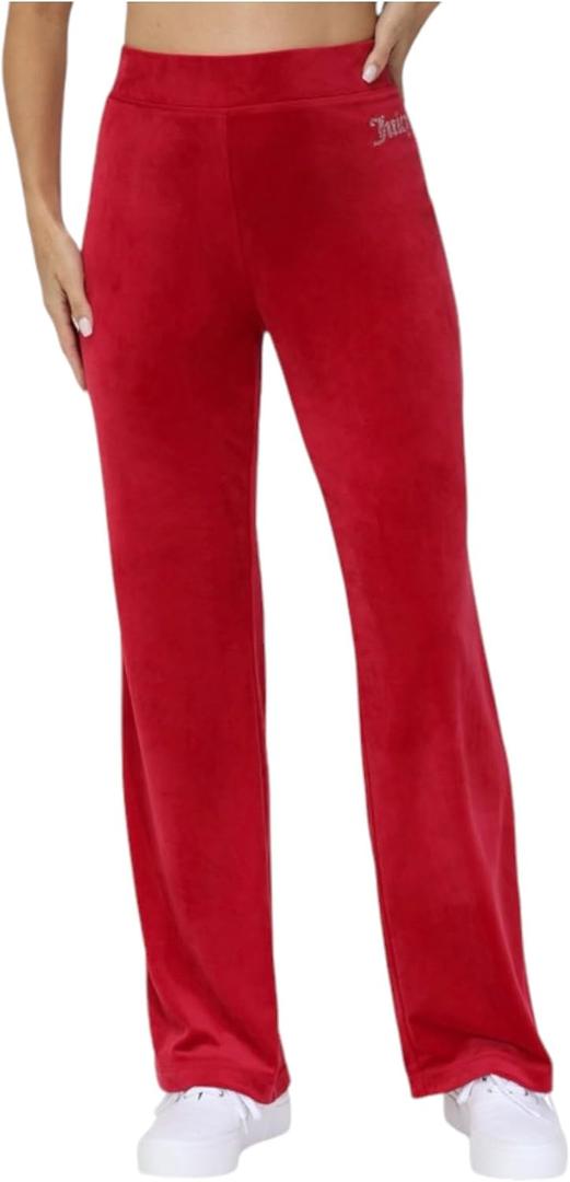 Juicy Couture Women's Bling Velour Track Pants (US, Alpha, Medium, Regular, Regular, Red)