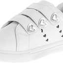 KG Girl Sneakers Non Slip - Fashion Casual Canva Low Top Shoes - White Laceless (Size 6 Toddler)