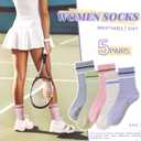 SeeyAN Womens Crew Socks Athletic Casual Cotton Long Socks Stripe Sport High Socks 5 Pairs, 6-9