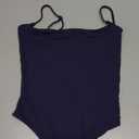 SUUKSESS Women Sexy Square Neck Thong Bodysuit Backless Cami Bodysuit Top (Small, Navy Blue)