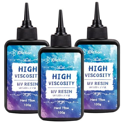 JDiction UV Resin, Upgrade 300g High Viscosity Hard UV Resin with Crystal Clear Resins Kit for Doming, Sealing, Coating, and Casting, 3 Packs