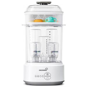 GROWNSY Bottle Sterilizer and Dryer, Compact Electric Steam Baby Bottle Sterilizer (Esterilizador de Biberones), Bottle Sanitizer for Baby Bottles, Pacifiers, Time Saving, Holds 5 Bottles & Pump Parts, 3 Modular Modes