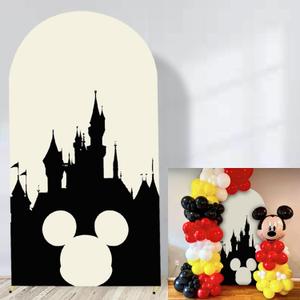 Mouse Theme Backdrop for Kids Birthday Party Supplies Cartoon Castle Photo Background Baby Shower Photo Booth Studio Props Unisex (6.6FT)