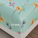 JSD Green Floral Printed Sheet Set King Size, 4 Piece Soft Botanical Microfiber Sheets Extra Deep Pocket
