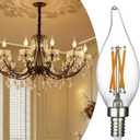 6 Pack E12 Led Light Bulbs, 40 Watt Equivalent 4W, CA10 2700K Warm White 400LM Dimmable Chandelier Bulbs, High Brightness Candelabra Bulbs, CA11 Clear Flame Tip Light Bulbs for Chandelier