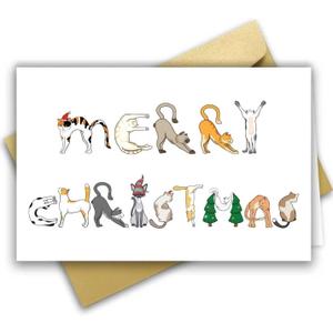 2 x Merry Christmas Card from Cat, Funny Christmas Card&Gift for Cat Dad Mom Parent, Unique Xmas Gift for Cats Lover and Cats Owner (#3)