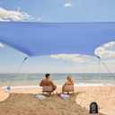 WEKAPO Beach Tent Sun Shelter - Easy Setup Beach Canopy with 4 Sturdy Poles, Large Sandbags and Shovel, 6'7'' Tall, Windproof Sun Shade for Backyard and Camping, UPF 50+ Protection, 8x8 Ft 4 Pole