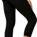 Conceited High Waisted Ultra Soft Leggings for Women - Full Length, Capri Length and Biker Shorts - (Solid - Black, plus size)