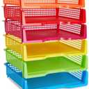 Bright Creations Teacher Supplies Letter Tray Organizer - 6-Pack Rainbow, 9 x 13 x 3 in - Stackable Paper Trays for Classroom & Teacher Desk Organizer