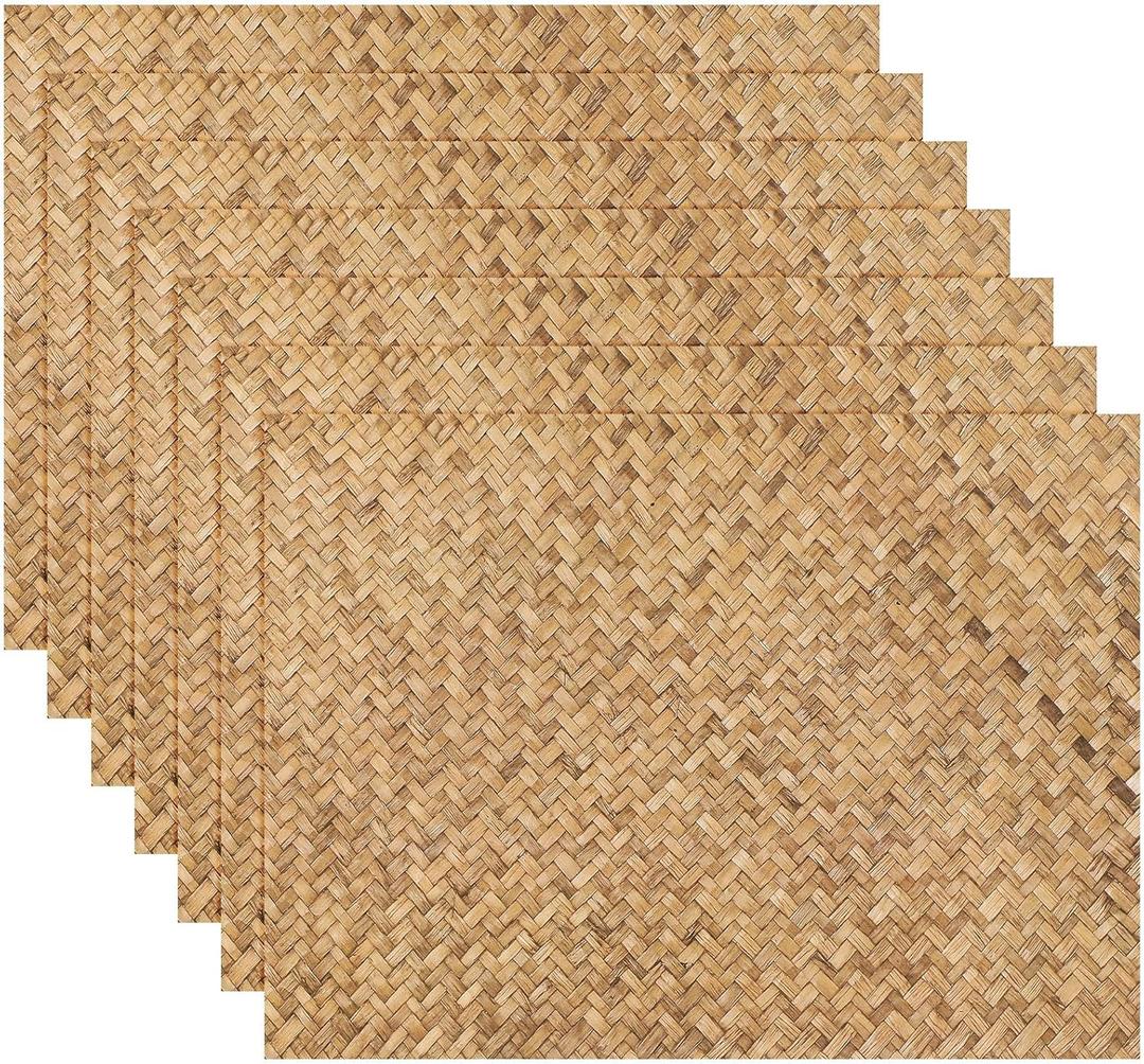 Geyee 100 Pcs Rattan Paper Place Mats Farmhouse Disposable Wicker Printed Paper Place Mats for Dinner Plates Woven Pattern Rectangle Table Mats for Dining Wedding (11.8 x 16.9 Inches)
