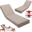 6" Thick Olefin Waterproof 72x21 Chaise Lounge Cushions Outdoor
Set of 2, Lounge Chair Cushion, Removable Cover, Adjustable Tie, Fade-Resistant, for Outdoor Furniture, Poolside, Khaki