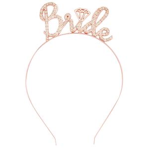 Bride to Be Headband - Bachelorette Party Decorations, Wedding Bridal Shower Favors, Bling Tiara Hair Accessories for Women and Girls, Rose Gold