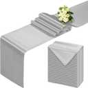 BDDC Silver Table Runner 12x108 Inch - 24 Pack Satin Table Runners, Smooth Table Runner for Party Wedding Banquets Birthday