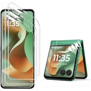 3 Pack for Motorola Razr 2025/2024 Screen Protector,[3 Main Screen + 3 Front Screen],Razr 2025/2024 HD TPU Shield Anti Scratch Bubble Free Screen Protector for Moto Razr 2025/2024,Clear (Transparent)