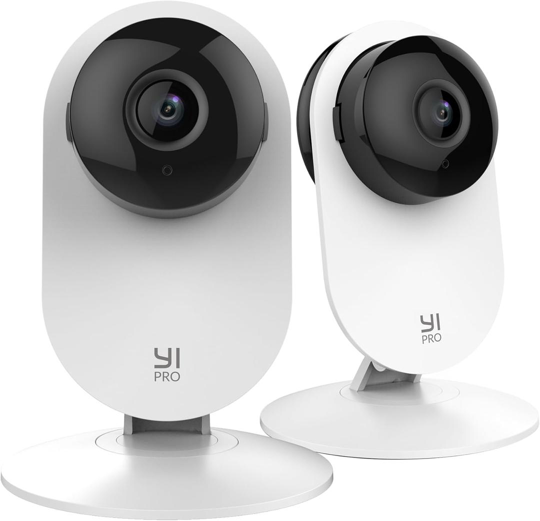 YI Pro 2K Home Security Camera, 2.4Ghz Indoor Camera with Person, Vehicle, Animal Detection, Phone App for Baby, Pet, Dog Monitoring, Compatible with Alexa and Google Assistant 2Pcs