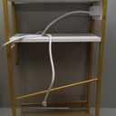 HOOBRO Small Narrow Side Table with Charging Station, Skinny End Table for Small Spaces, Slim Nightstand with USB Ports Outlet, Sofa Beside Table with Storage Shelf, White and Gold DW102UBZ01