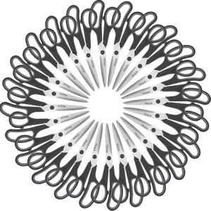 24 Black Scissors Bulk, Rkqoa 8" All Purpose Scissors Pack - Thick Sharp Shears for Office School Sewing Craft Supplies, Classroom Must have, Teacher/Class Scissor, Right/Left Handles