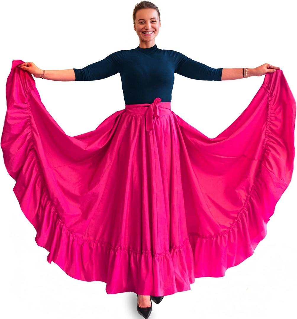 Professional Dance Skirt for Folkloric Mexican Dance, Bomba, Plena or Flamenco Dancing | Double Circle | Professional Dance Skirt for Folkloric Mexican Dance, Bomba, Plena or Flamenco Dancing | Double Circle |