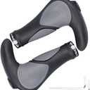 Ergonomic Bike Grips - Widen Holding Rubber Grips with Aluminum LockGrips for Mountain & Road Bikes (Big horn Shape(Black&Grey))