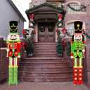 Gisafai 2 Pcs 6ft Large Metal Christmas Nutcracker Outdoor Decoration, Giant Nutcracker Yard Sign with Stakes, Christmas Yard Decor for Pathway Lawn Walkway Holiday Party