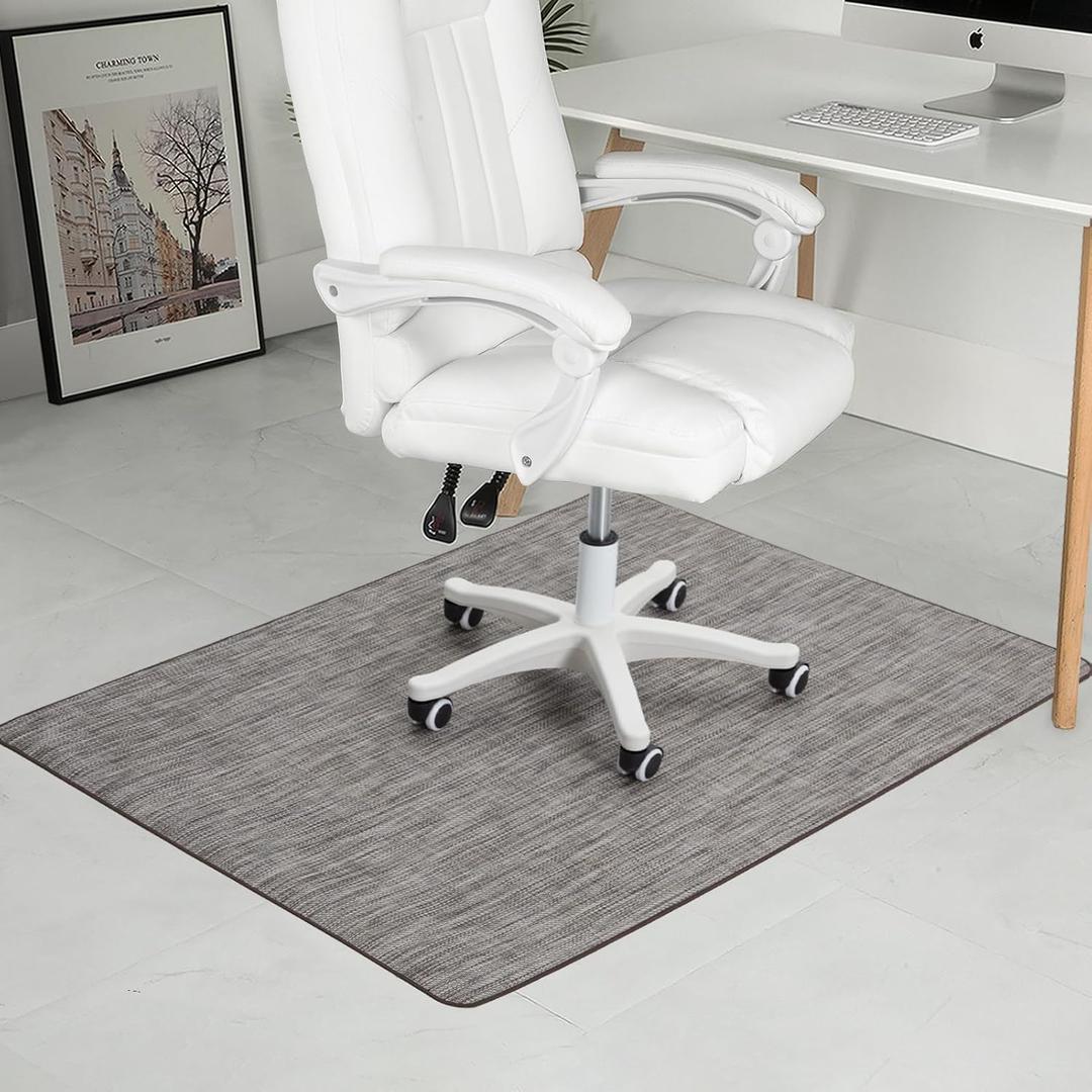 Chair Mat for Hardwood & Tile Floor, 36" x 48" Heavy Duty Office Chair Mat for Rolling Chairs, Anti Slip, Non-Curve, Floor Protector for Home Office, Heathered Gray