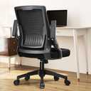COMHOMA Office Chair with Flip-up Armrests Ergonomic Computer Desk Chair with Adaptive Lumbar Support & Breathable Mesh, Black, Large